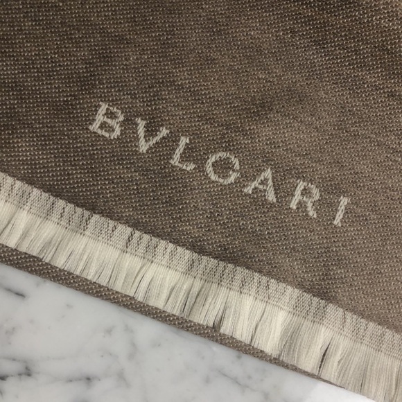 BVLGARI Wool Stole Scarf Torino Light Brown - Picture 4 of 10